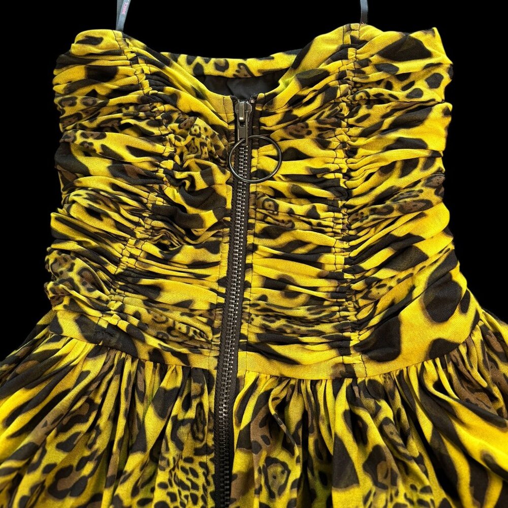 Betsey Johnson Cupcake Dress, Lime Green Leopard, Unique, Size 10 (Large) - Picture 5 of 14
